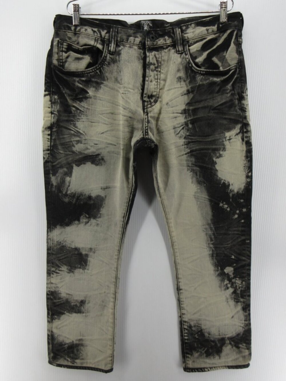 PRPS Jeans 36 Black Demon Button Fly Denim Bleached Acid Wash 36X28